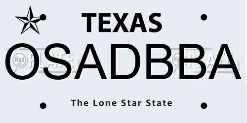 OSADBBA Texas License Plate