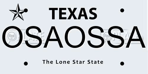 OSAOSSA Texas License Plate