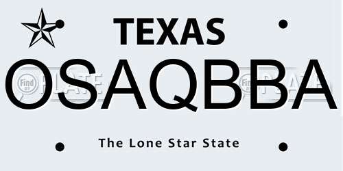 OSAQBBA Texas License Plate