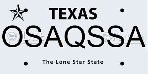 OSAQSSA Texas License Plate