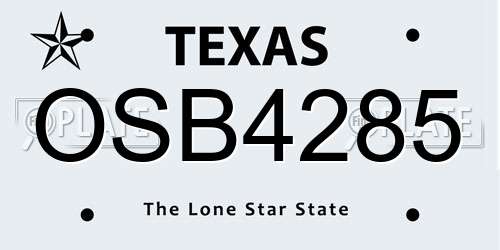 OSB4285 Texas License Plate