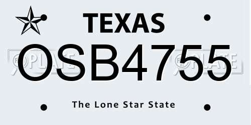 OSB4755 Texas License Plate