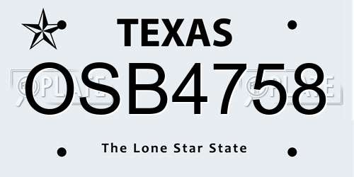 OSB4758 Texas License Plate