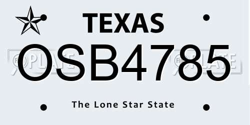 OSB4785 Texas License Plate
