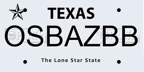 OSBAZBB Texas License Plate