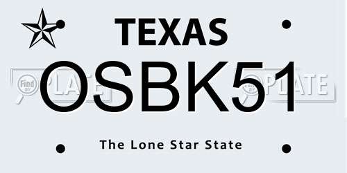 OSBK51 Texas License Plate