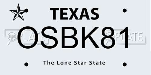 OSBK81 Texas License Plate