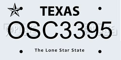 OSC3395 Texas License Plate