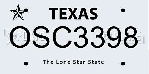 OSC3398 Texas License Plate