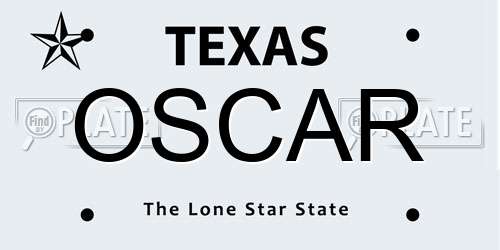 OSCAR Texas License Plate