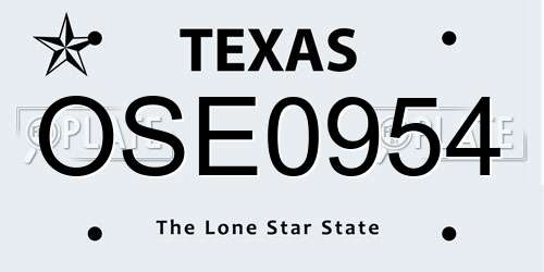 OSE0954 Texas License Plate