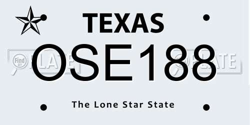 OSE188 Texas License Plate