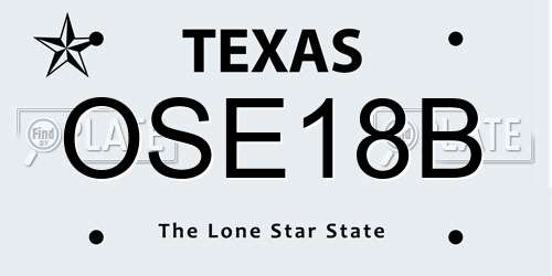 OSE18B Texas License Plate