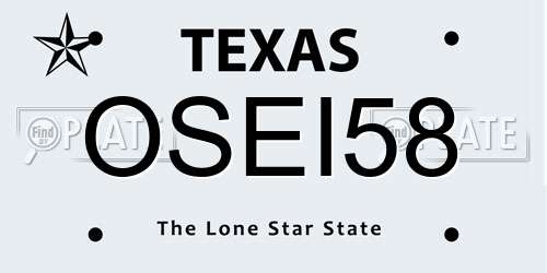 OSEI58 Texas License Plate