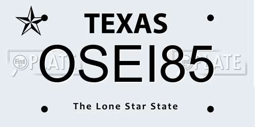 OSEI85 Texas License Plate