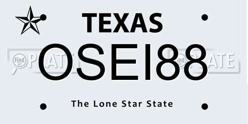 OSEI88 Texas License Plate