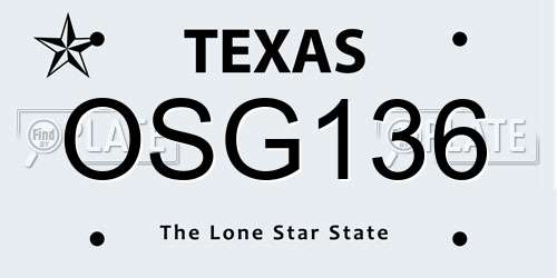 OSG136 Texas License Plate