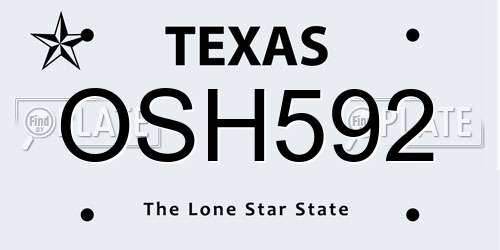 OSH592 Texas License Plate