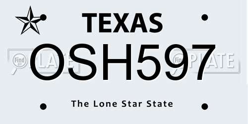 OSH597 Texas License Plate