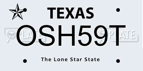 OSH59T Texas License Plate