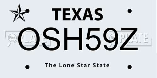 OSH59Z Texas License Plate
