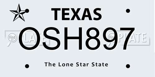 OSH897 Texas License Plate