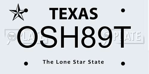 OSH89T Texas License Plate