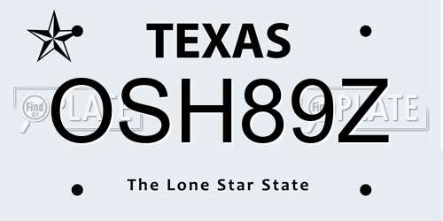 OSH89Z Texas License Plate
