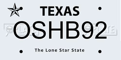 OSHB92 Texas License Plate