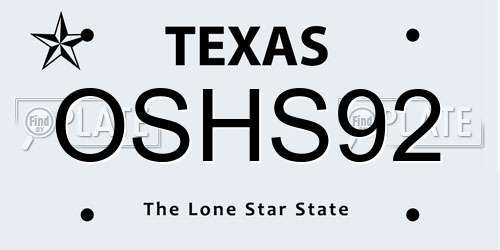 OSHS92 Texas License Plate