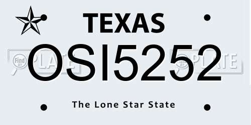 OSI5252 Texas License Plate