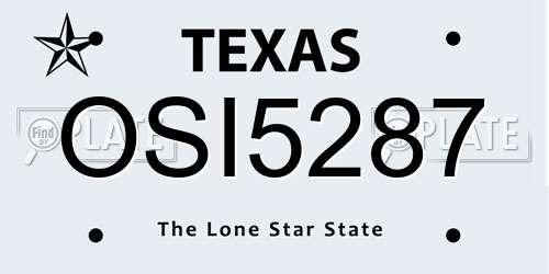 OSI5287 Texas License Plate