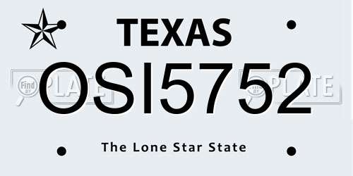 OSI5752 Texas License Plate