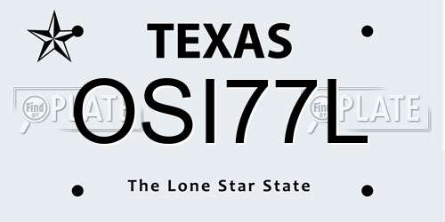 OSI77L Texas License Plate