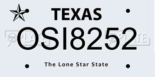 OSI8252 Texas License Plate