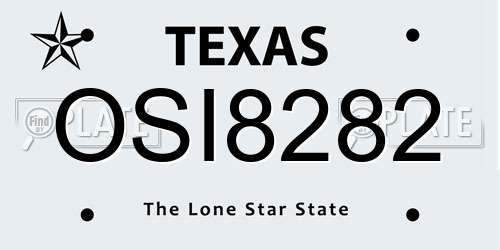 OSI8282 Texas License Plate