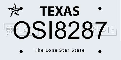 OSI8287 Texas License Plate