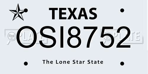 OSI8752 Texas License Plate