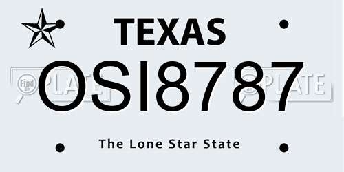 OSI8787 Texas License Plate