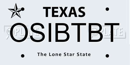OSIBTBT Texas License Plate