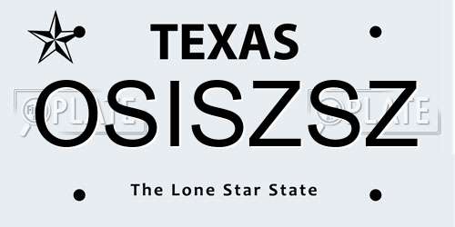OSISZSZ Texas License Plate