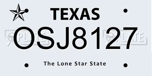 OSJ8127 Texas License Plate