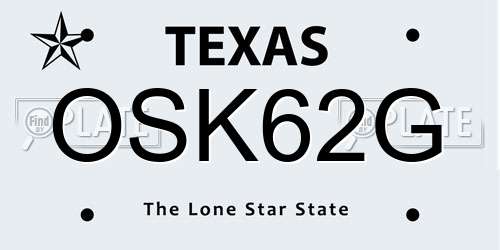 OSK62G Texas License Plate