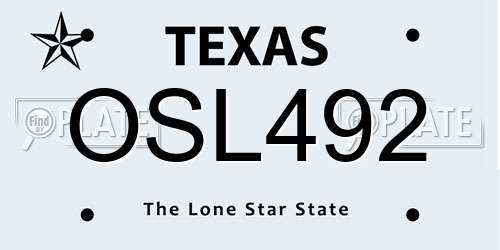 OSL492 Texas License Plate