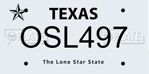 OSL497 Texas License Plate
