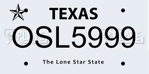 OSL5999 Texas License Plate