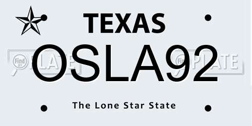 OSLA92 Texas License Plate