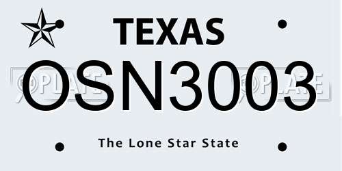 OSN3003 Texas License Plate