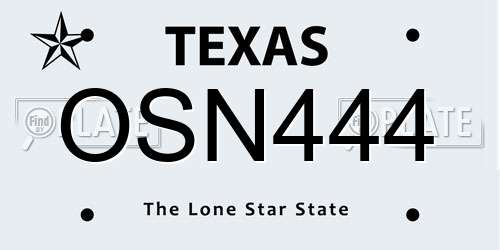 OSN444 Texas License Plate