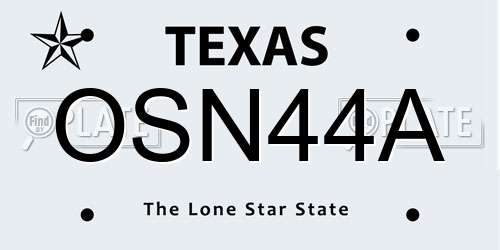 OSN44A Texas License Plate